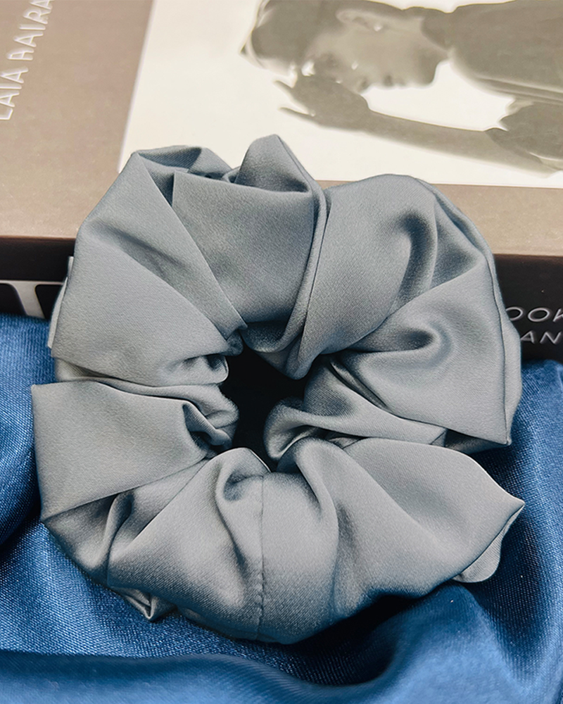Elegant Blue Silk Scrunchy