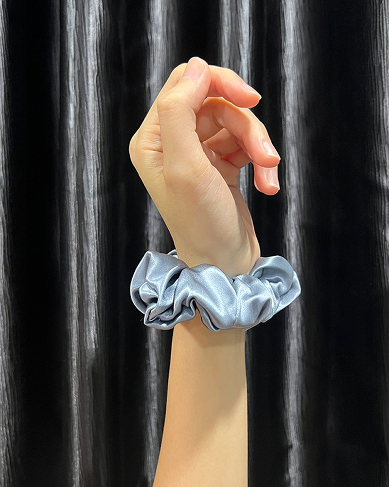Elegant Blue Silk Scrunchy