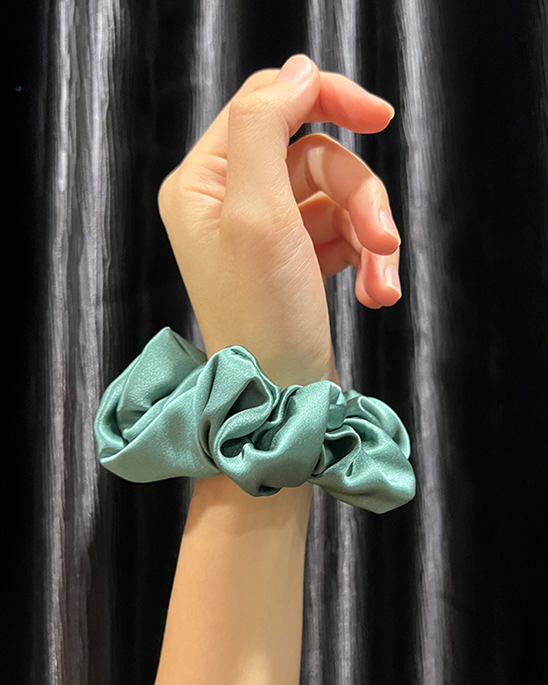 Emerald Green Silk Scrunchy