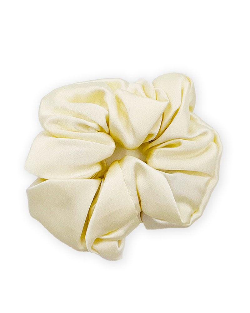 Pearl White Silk Scrunchy
