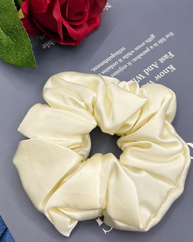 Pearl White Silk Scrunchy
