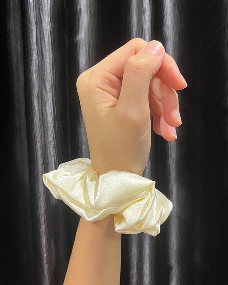 Pearl White Silk Scrunchy