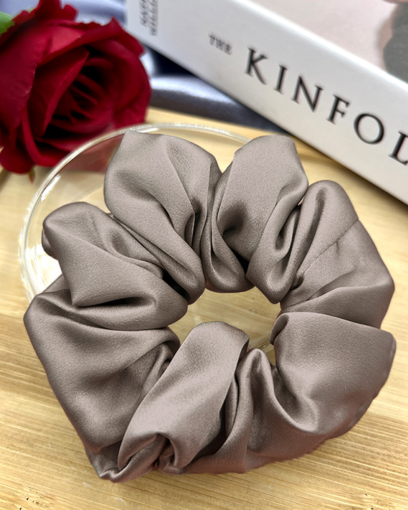 Starlight Grey Silk Scrunchy