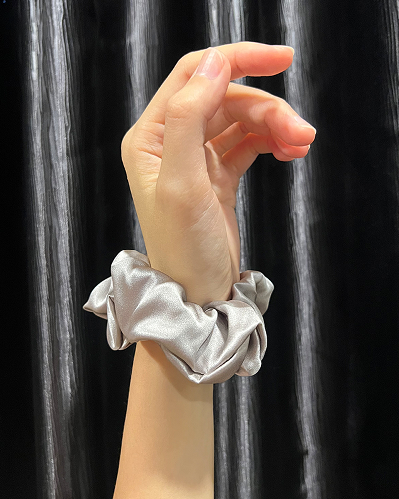 Starlight Grey Silk Scrunchy